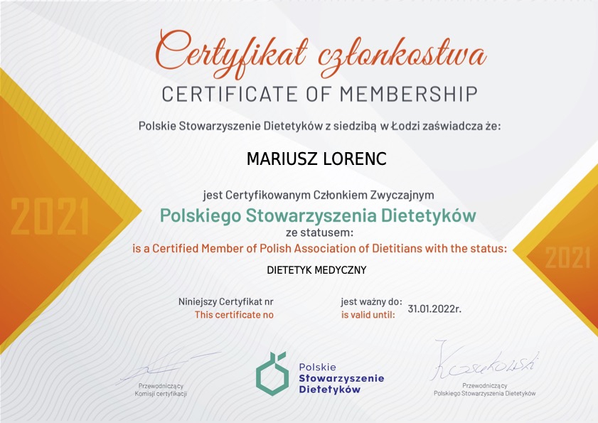 mariusz lorenc certyfikat